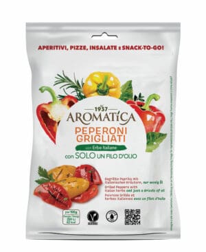 Peperoni grigliati pronti conditi con un filo di olio d'oliva